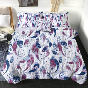 Navy & Purple Feather Monogram SWBD4108 Comforter Set