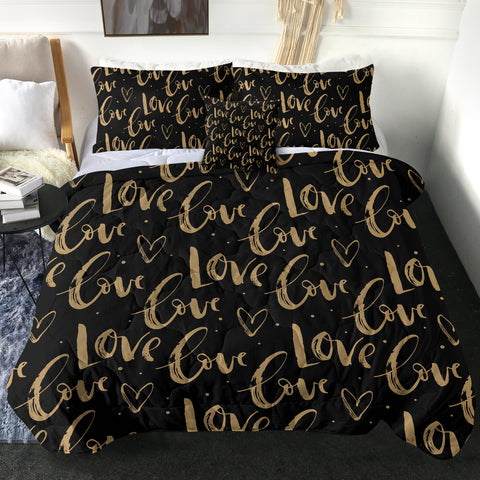 Image of Golden Love Text SWBD4111 Comforter Set