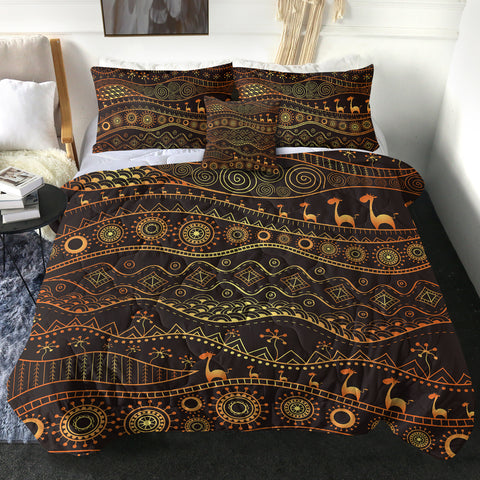 Image of Golden Acient Aztec Animal SWBD4116 Comforter Set
