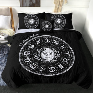 Vintage B&W Sun Moon Round Zodiac SWBD4125 Comforter Set