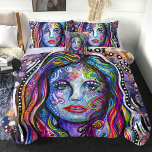 Colorful Watercolor Lady SWBD4218 Comforter Set