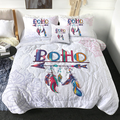 Image of Boho Feather Lotus Mandala Theme SWBD4219 Comforter Set