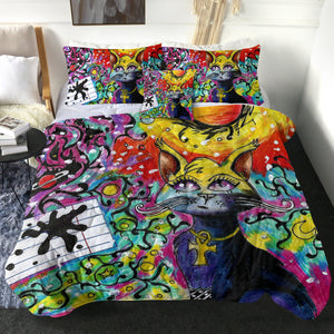 Colorful Curves Art Cat SWBD4232 Comforter Set