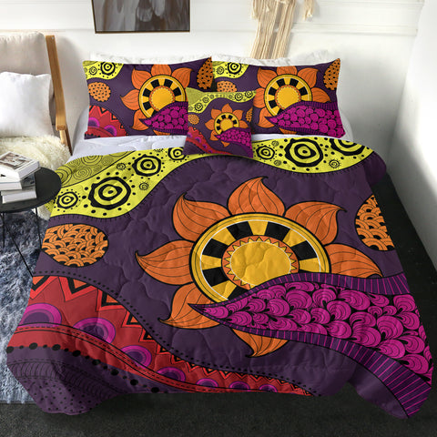 Image of Colorful Modern Japanese Art Mandala Purple SWBD4236 Comforter Set