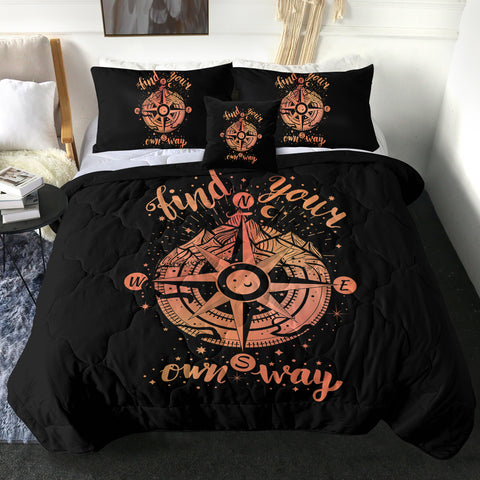 Image of Find Your Own Way - Vintage Compass Zodiac SWBD4240 Comforter Set