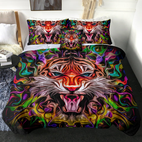 Image of Colorful Modern Curve Art Tiger SWBD4246 Comforter Set