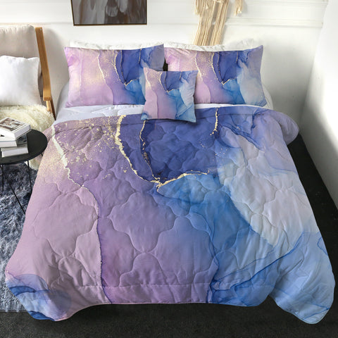 Image of Splash Golden Blue & Purple Indigo SWBD4280 Comforter Set