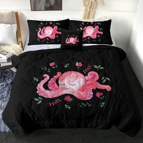 Image of Cute Floral Pink Octopus SWBD4287 Comforter Set