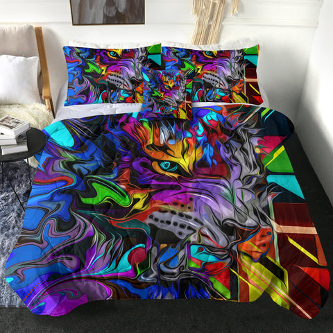 Image of Colorful Curve Art Wolf SWBD4288 Comforter Set