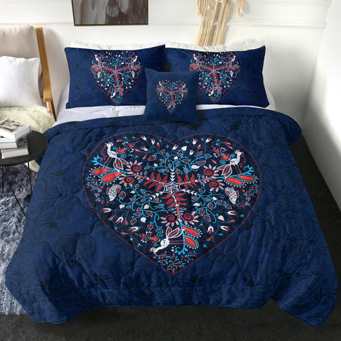 Image of Vintage Mandala Heart Pattern SWBD4290 Comforter Set