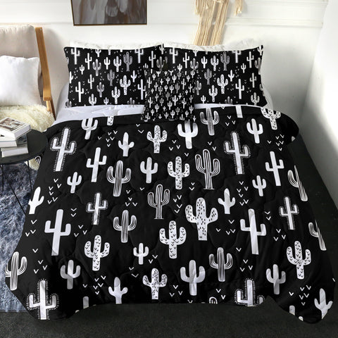Image of B&W Cactus Little Heart Monogram SWBD4293 Comforter Set