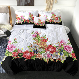 Multi Flowers B&W Theme SWBD4295 Comforter Set