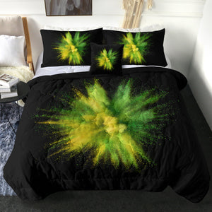 Green & Yellow Splash Black Theme SWBD4301 Comforter Set