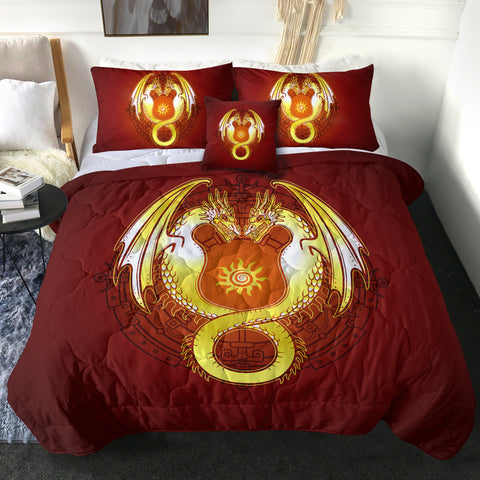 Image of Facing Yellow Europe Dragonfly Fire Theme SWBD4305 Comforter Set