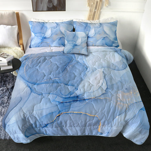 Image of Golden Splash Shade Of Blue SWBD4310 Comforter Set