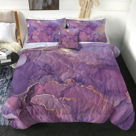 Image of Golden Splash Shade Of Plum Purple SWBD4313 Comforter Set