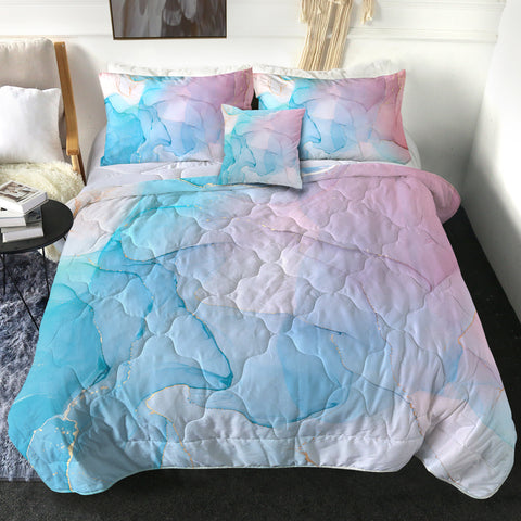 Image of Golden Splash Gradient Blue & Pink SWBD4316 Comforter Set