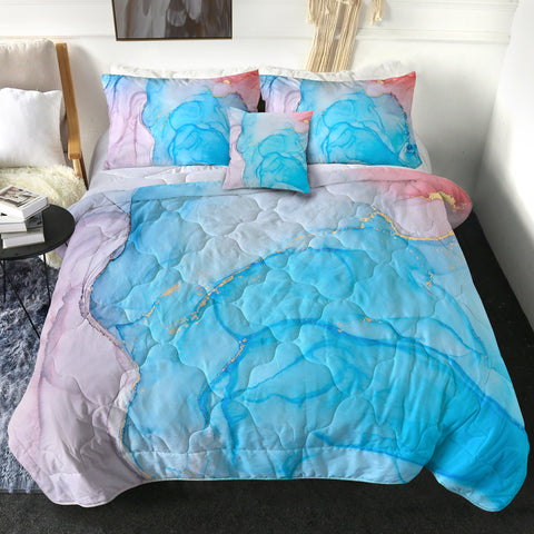 Image of Golden Splash Gradient Light Blue & Pink SWBD4317 Comforter Set