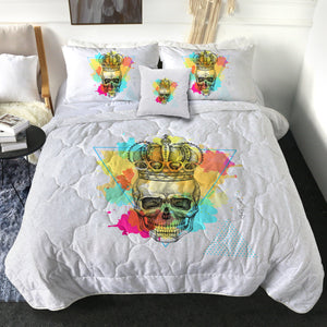 Watercolor Splash King Crown Skull SWBD4319 Comforter Set