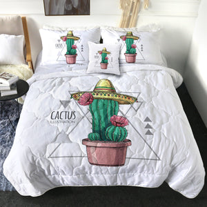 Tiny Cartoon Cactus Flower Triangle Illustration SWBD4326 Comforter Set