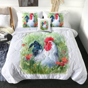 White Chicken Watercolor Painting SWBD4331 Comforter Set