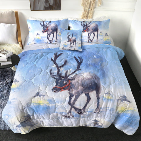 Image of Snow Little Deer Watercolor Painting SWBD4332 Comforter Set