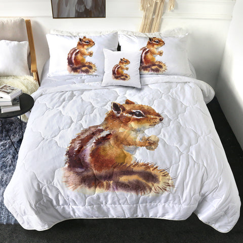 Image of Brown Chipmunk Watercolor Painting SWBD4336 Comforter Set