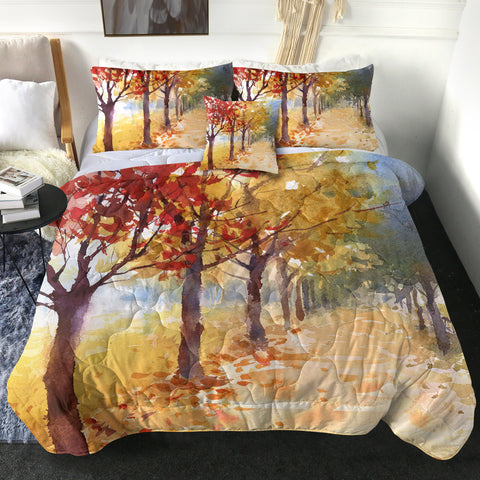 Image of Summer Maple Trees Forest Watercolor Painting SWBD4400 Comforter Set