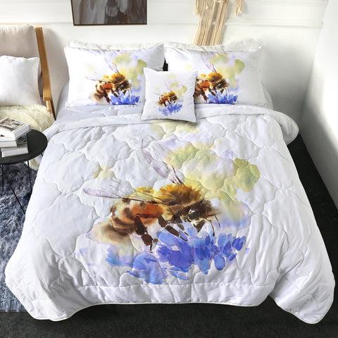 Image of Flying Bee Watercolor Painting SWBD4405 Comforter Set