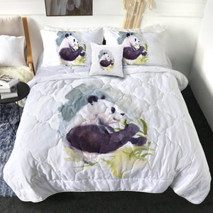 Panda and Flowers Watercolor Painting SWBD4412 Comforter Set