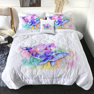 Galaxy Whale Colorful Background Watercolor Painting SWBD4413 Comforter Set