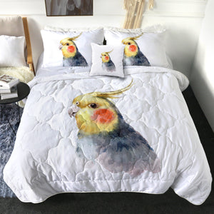 Yellow & Black Parrot White Theme Watercolor Painting SWBD4417 Comforter Set