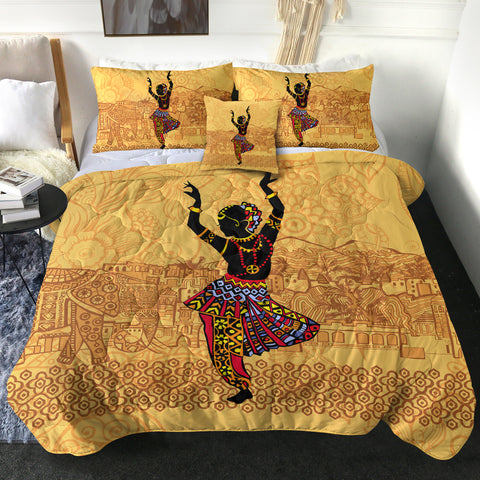 Image of Dancing Egyptian Lady In Aztec Clothes SWBD4426 Comforter Set