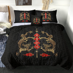 Twin Chinese Golden Dragon SWBD4429 Comforter Set