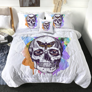 Butterfly Skull Sketch Colorful Watercolor Background SWBD4432 Comforter Set