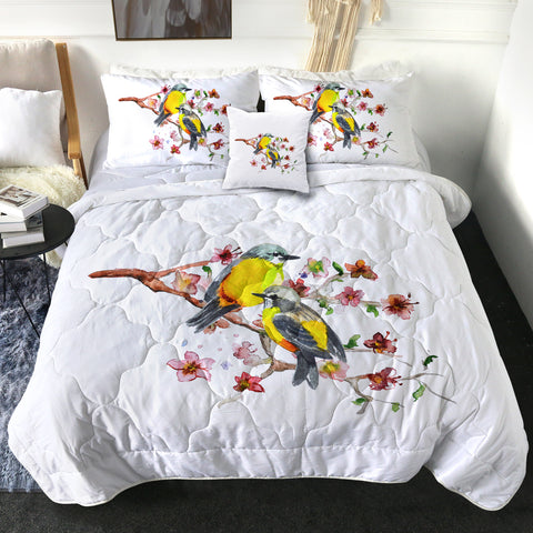 Image of Yellow Sunbirds On Blossom Branchs SWBD4439 Comforter Set