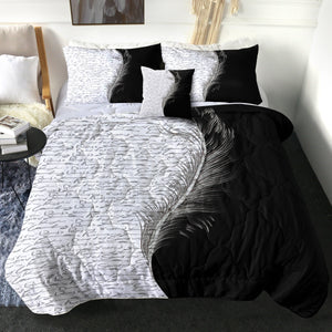 B&W Boundary Hand Written Letter By Feather SWBD4442 Comforter Set