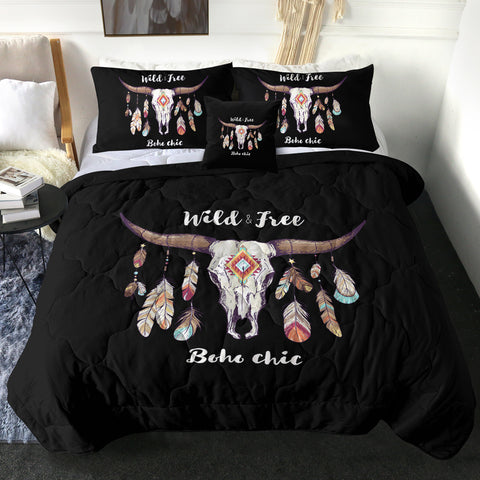Image of Wild & Free Buffalo Skull and Dreamcatcher SWBD4454 Comforter Set