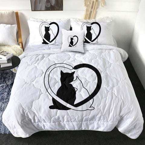 Image of B&W Couple Cats SWBD4490 Comforter Set