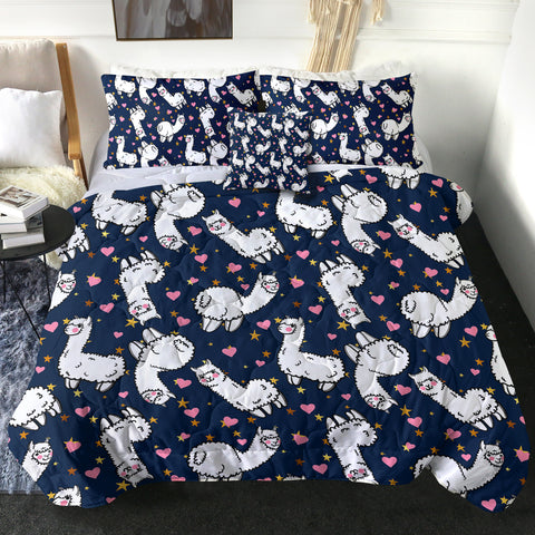 Image of Lovely Alapaca Navy Theme SWBD4491 Comforter Set