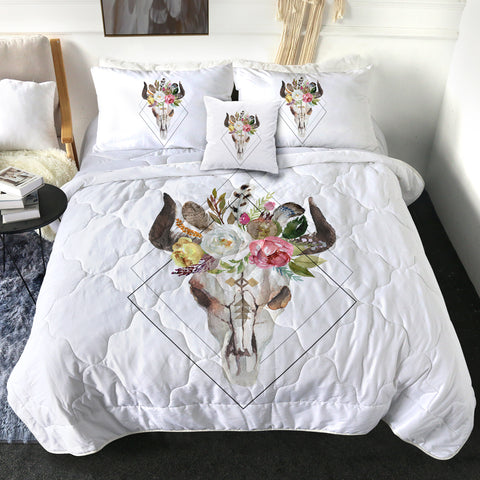 Image of Floral Buffalo Skull SWBD4500 Comforter Set