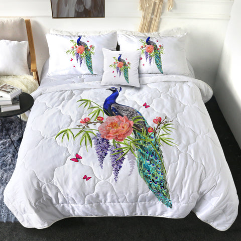 Image of Beautiful Floral Peacock SWBD4502 Comforter Set