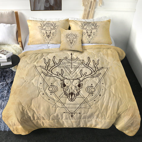 Image of Vintage Deer Skull Zodiac SWBD4504 Comforter Set