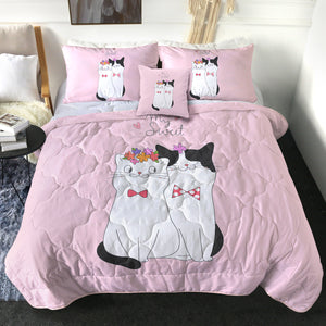 Cute My Sweet Loving Cats Pink Theme SWBD4507 Comforter Set
