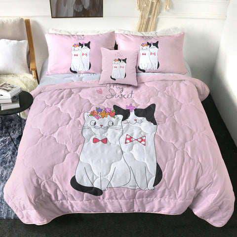 Image of Cute My Sweet Loving Cats Pink Theme SWBD4507 Comforter Set