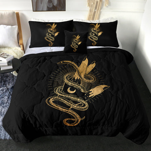 Image of Golden Snake Rolling Up Hand SWBD4511 Comforter Set