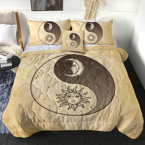 Image of Retro Yin Yang Sun and Moon Face SWBD4519 Comforter Set
