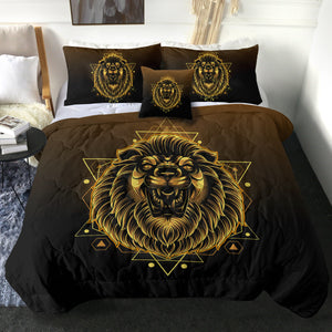 Modern Golden Lion Zodiac Black Theme SWBD4529 Comforter Set