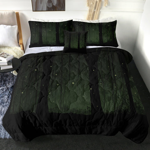 Image of Night Palm Trees Forest Green Light SWBD4531 Comforter Set