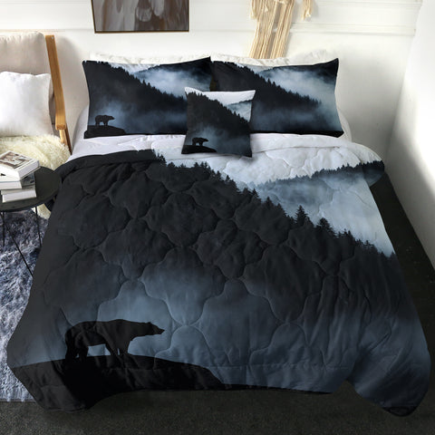 Image of Black Scene High Forest Mountain Bear SWBD4538 Comforter Set